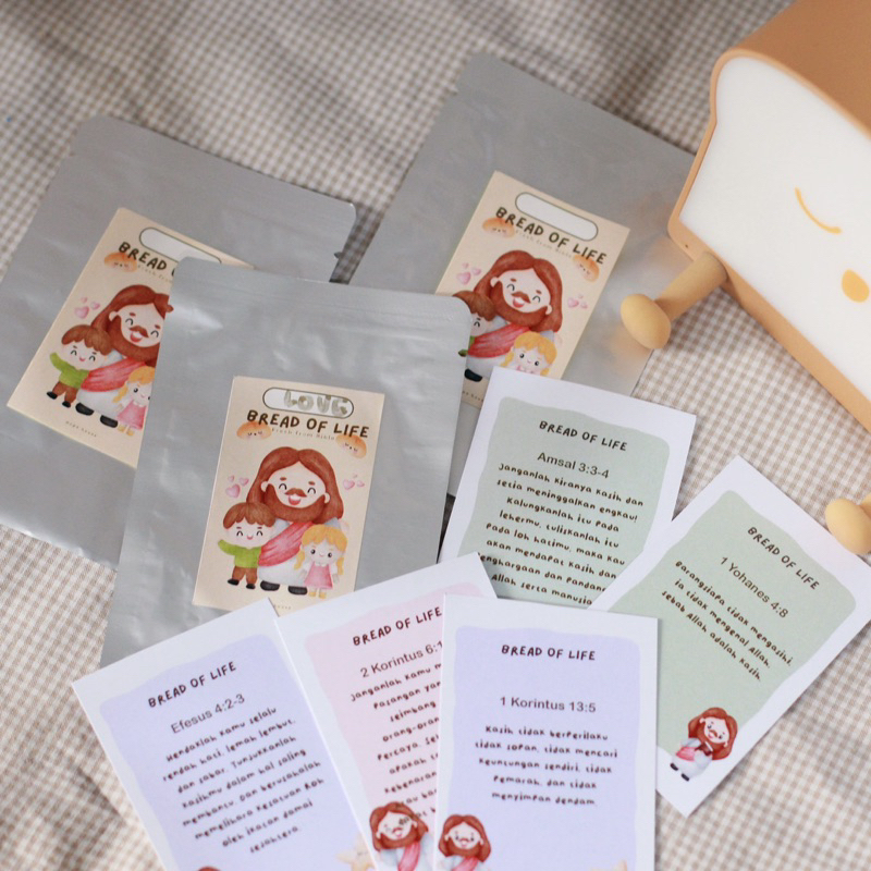 [5 ชิ้น] Pack Bread Of Life Christian Verse | Christian Bible Verse Jesus Gold Verse Card Bible คาทอ
