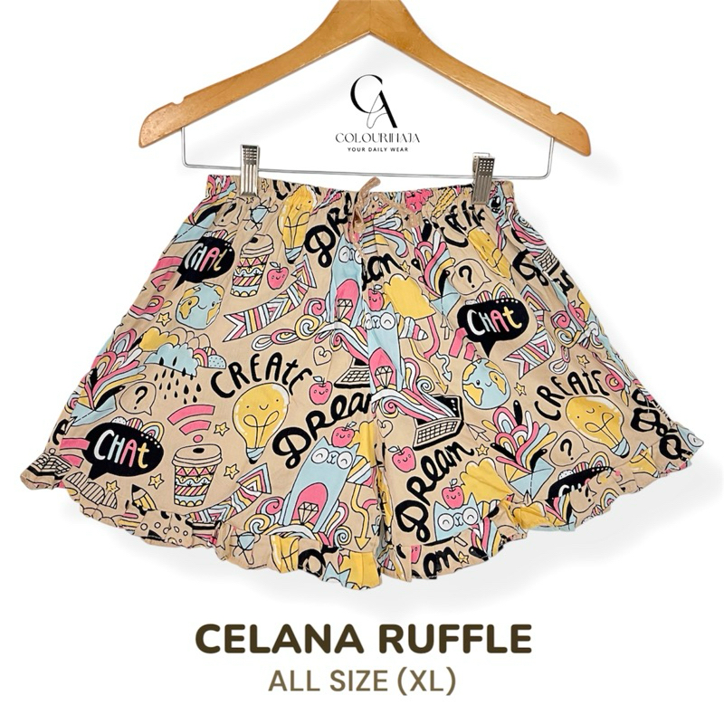COLOURINAJA WAREHOUSE Ruffle Pants All Sizes (XL) - กางเกงขาสั้นผู้หญิง - Ruffle Hot Pants -