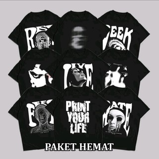 COMBO KAOS DISTRO HITAM JUMBO SKENA HEMAT | M | L | XL | 2XL | 3XL |