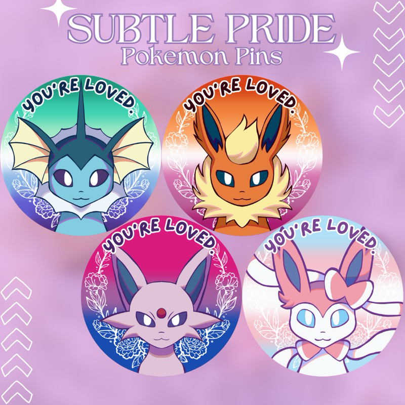 ธงปักหมุดปุ่ม Fanmerch pride pride (ระเหย flareon espeon sylveon)