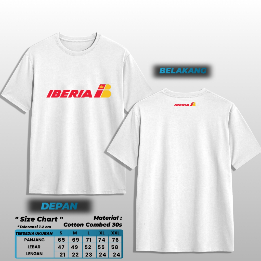 KATUN Iberia Airlines เสื้อยืด Merchanise Maskapai MS14 Combed Cotton 30s
