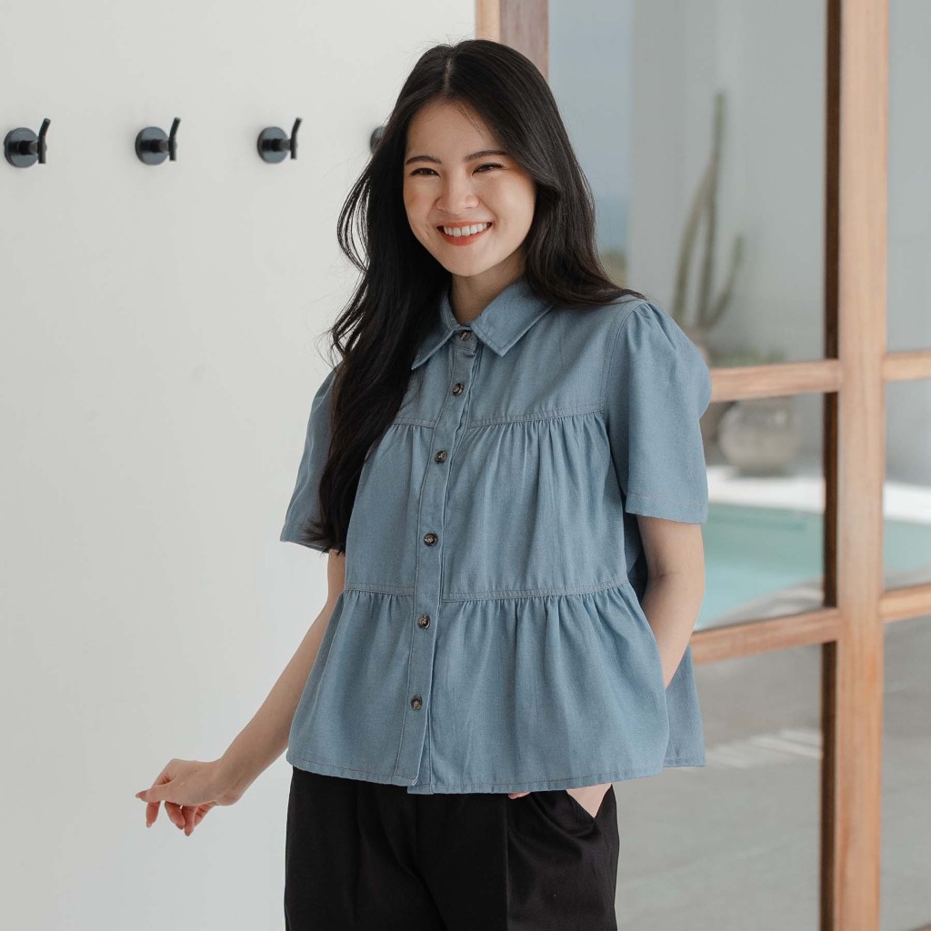 Beatrice Clothing Kane Blouse - เสื้อเดนิมผู้หญิงคอปก
