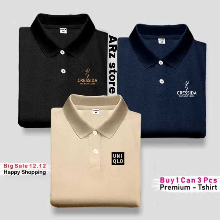 ซื้อ 1 แถม 3 ชิ้นเสื้อยืดคอปกโปโล (Cressida/Un1qlo) เสื้อยืด Distro DM/L/XL/XXL