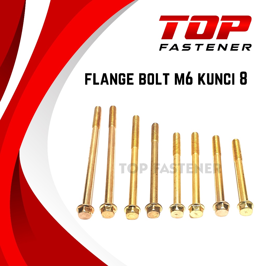MESIN FLANGE BOLT KEY 8 GOLD 6x50 6x60 6x70 6x80 6x90 6x100 CVT ENGINE BLOCK CALTER BOLT 6MM M6 BOLT