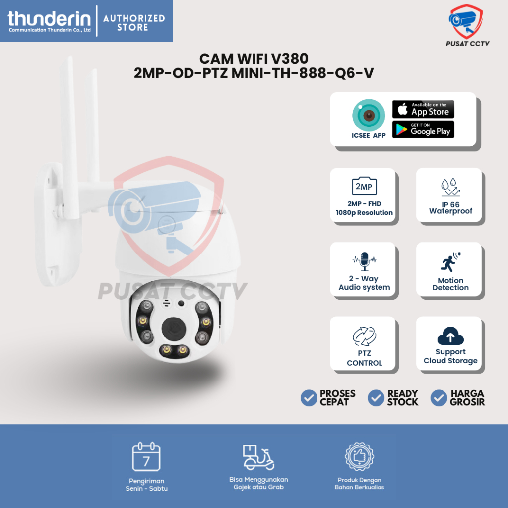 กล้องวงจรปิด IP WIRELESS PTZ 1080P TH-888 V380