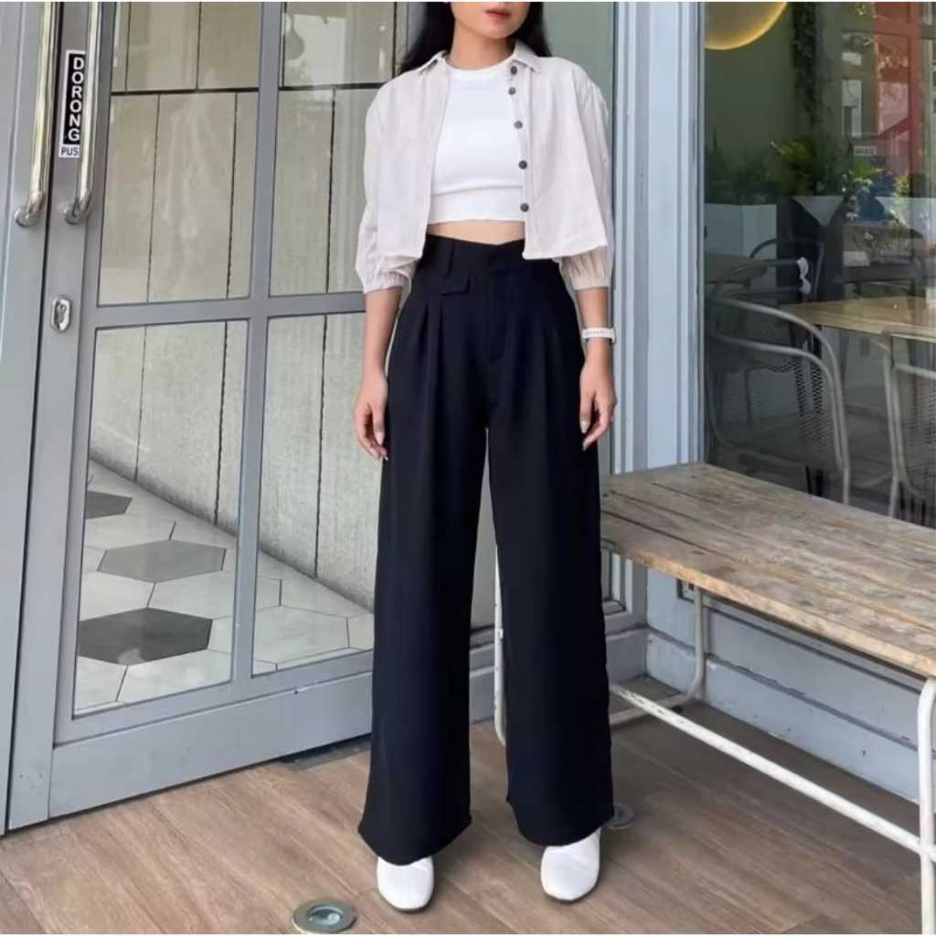 ORO ALEXA PANTS - กางเกงทํางานสํานักงานประจําวันของผู้หญิงพร้อมเข็มขัดยางยืด