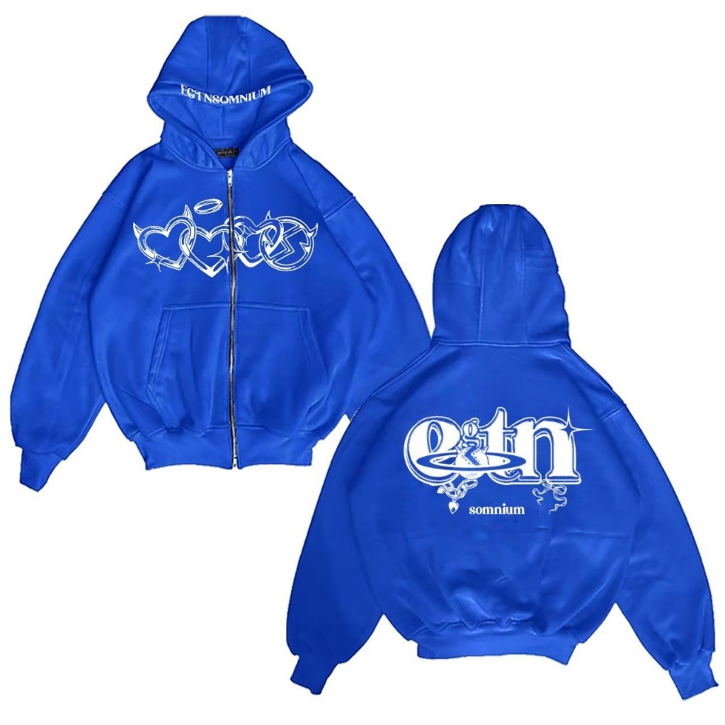 Hoodie Boxy Udloff All Eyes Blue Unisex Oversize/Hoodie ซิป Boxy/Hoodie ซิป Boxy