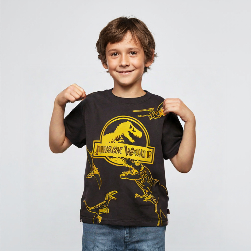 เสื้อยืดเด็ก Jurassic world glitter Gold