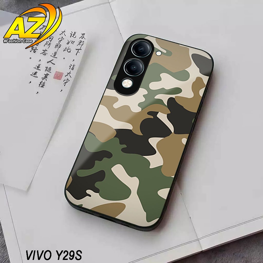 ล่าสุด Vivo Y29s Glass Softcase [ARMY MOTIF] เคสโทรศัพท์มือถือตัวป้องกันโทรศัพท์มือถืออุปกรณ์เสริมโท