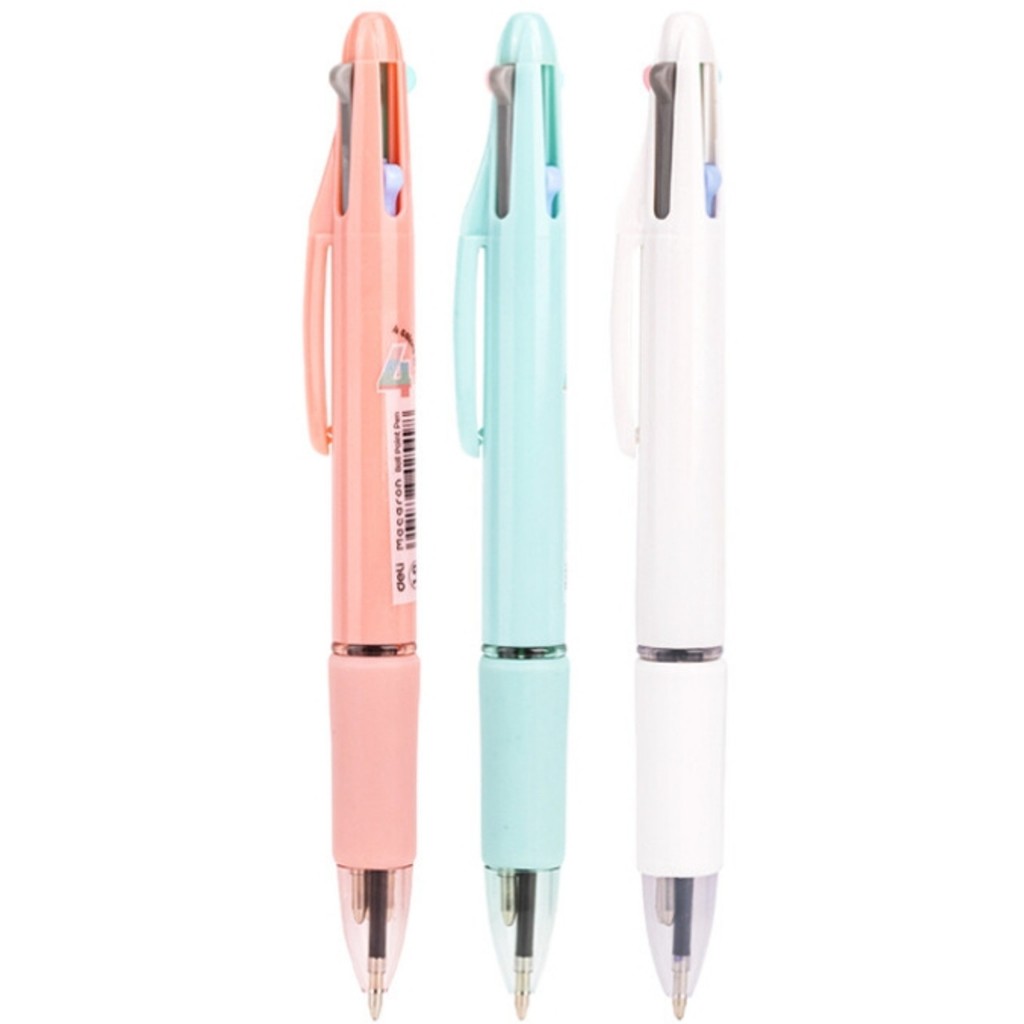 DELI BALLPOINT PEN 4 สี 33390 / Q181 BLACK / CQ186 SOFT COLOR 0.7 MM