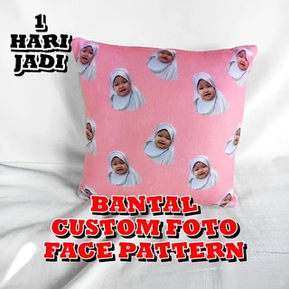 Bantal Foto Custom Face Pattern 30x30 1 Sisi Free Edit | Hadiah