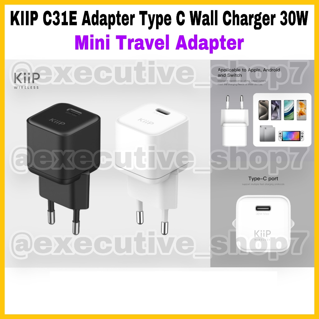KIIP C31E Adapter Type C Wall Charger 30W - Mini Travel Adapter