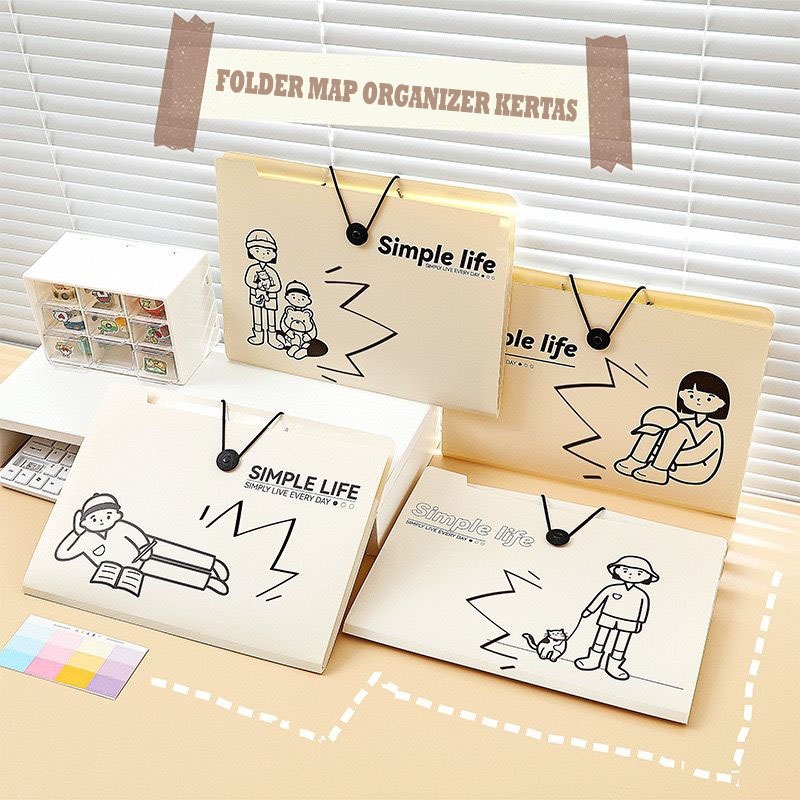 Ozozshop - PREMIUM PAPER ORGANIZER SLEEVE 5 PLY - 8PLY - 12PLY A4 ขนาด CASUAL CARTOON BUTTON LOCK ST