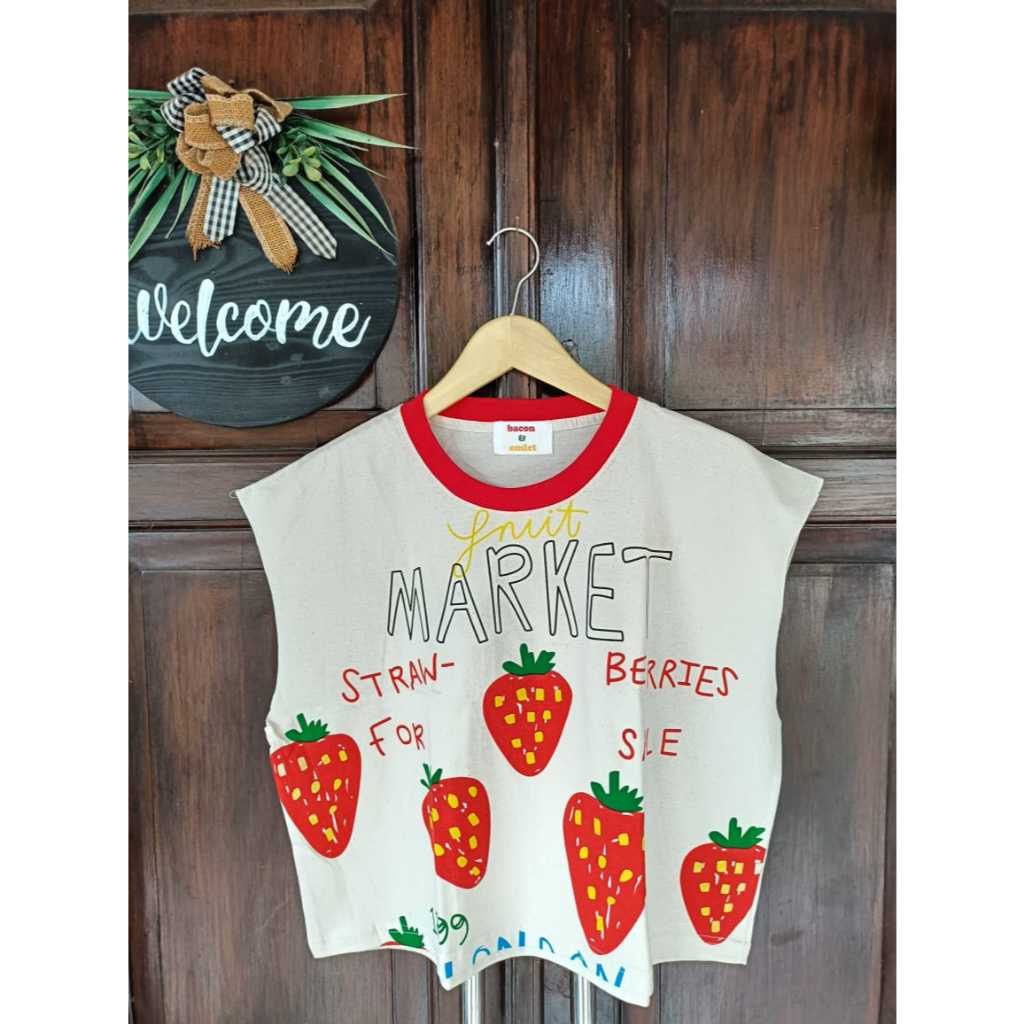 เสื้อยืดครอป Bangi Sleeve แบรนด์ Bacon & Omlet BKK ลายต่างๆ Ready in Indonesia