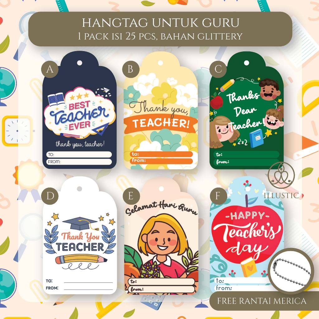 Hangtag Giftag for Teachers Day Farewell Lecturer (ฟรีโซ่) บรรจุ 25 ชิ้น