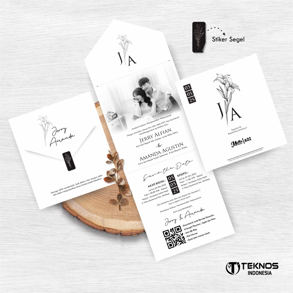 CUSTOM SIMPLE ELEGANT EMI ENVELOPE WEDDING INVITATION - MATTE BW ENVELOPE WEDDING ENVELOPE INVITAION