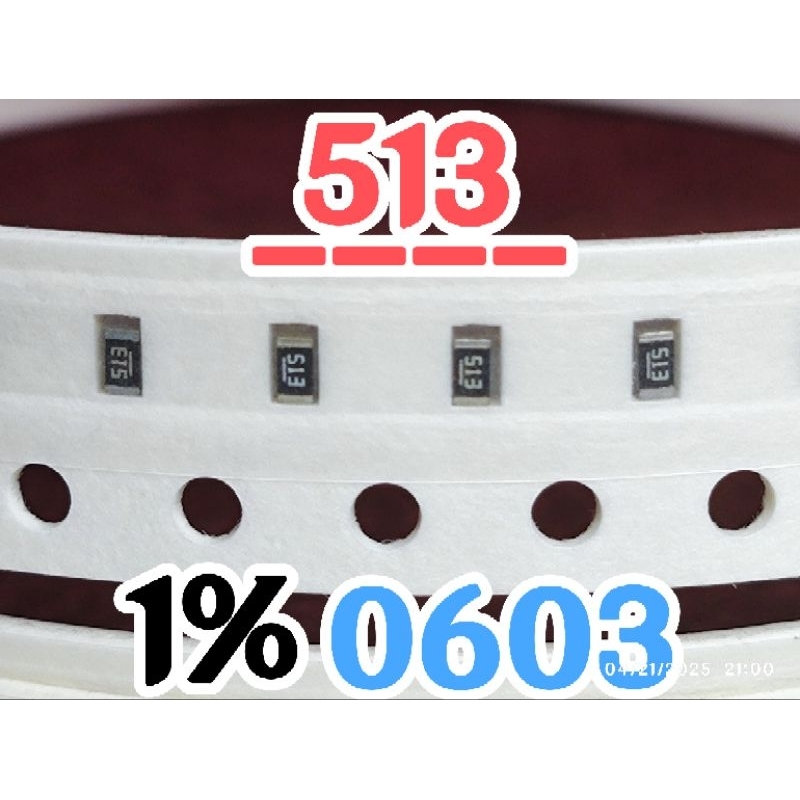 10 ชิ้น ตัวต้านทานชิป smd 5102 513 1% ขนาด 0603 1608 51K โอห์ม 51kOhm 51 คม