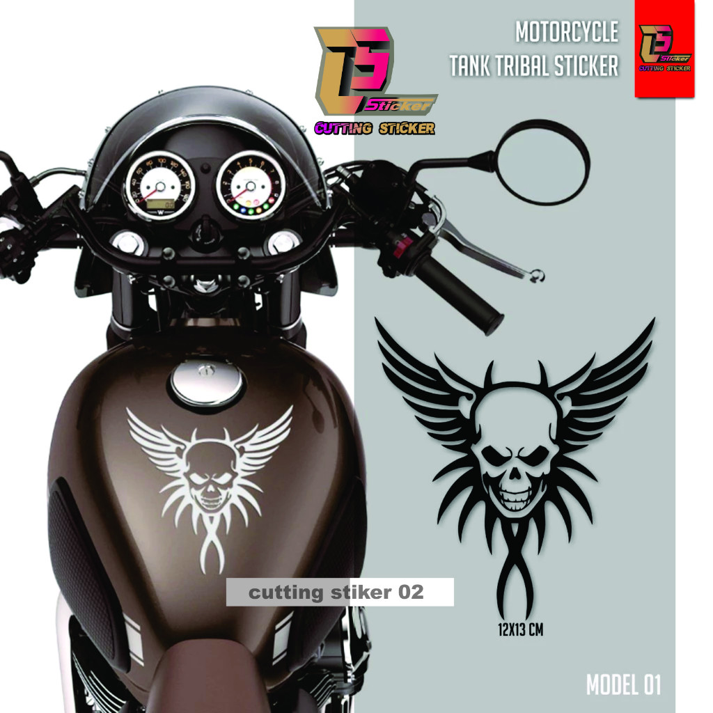 Classic Tribal Motorcycle Tank Sticker w175 harley enfield triumph cb gs ใหม่