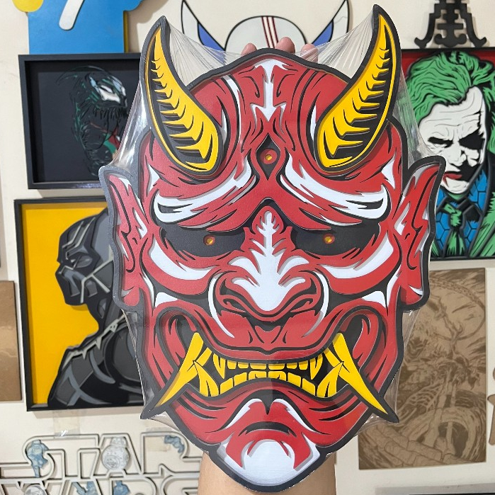 Multilayer Mask Wall Panel Japanese Oni Poster