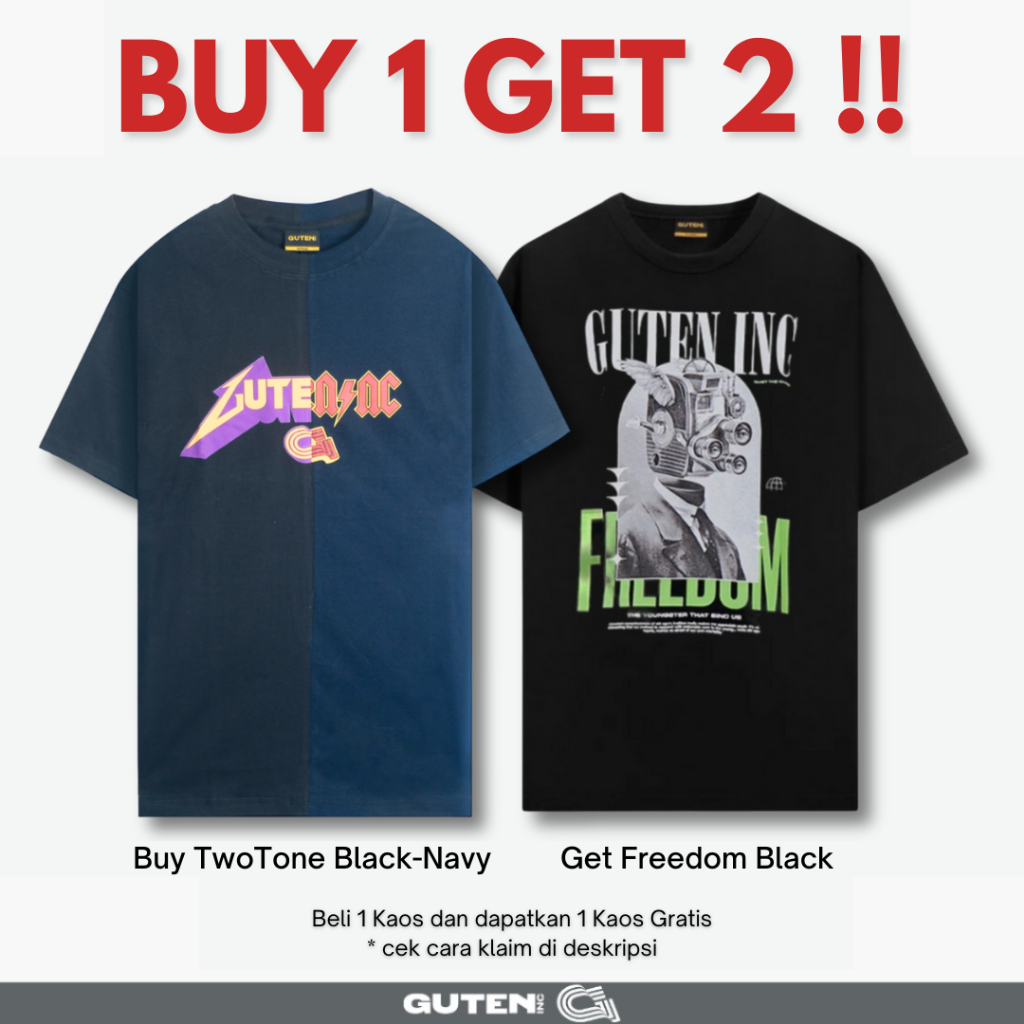 Guten Inc - ซื้อ 1 แถม 2 [SIZE L XL เท่านั้น] | เสื้อยืดแขนสั้นผู้ชายทูโทน