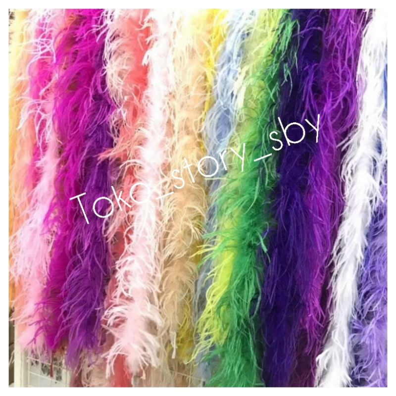 1 LONNJOR - OSTRICH LONJORAN FEATHERS | DECORATIVE FUR SCARF | OSTRICH FEATHERS กับ TASSELS