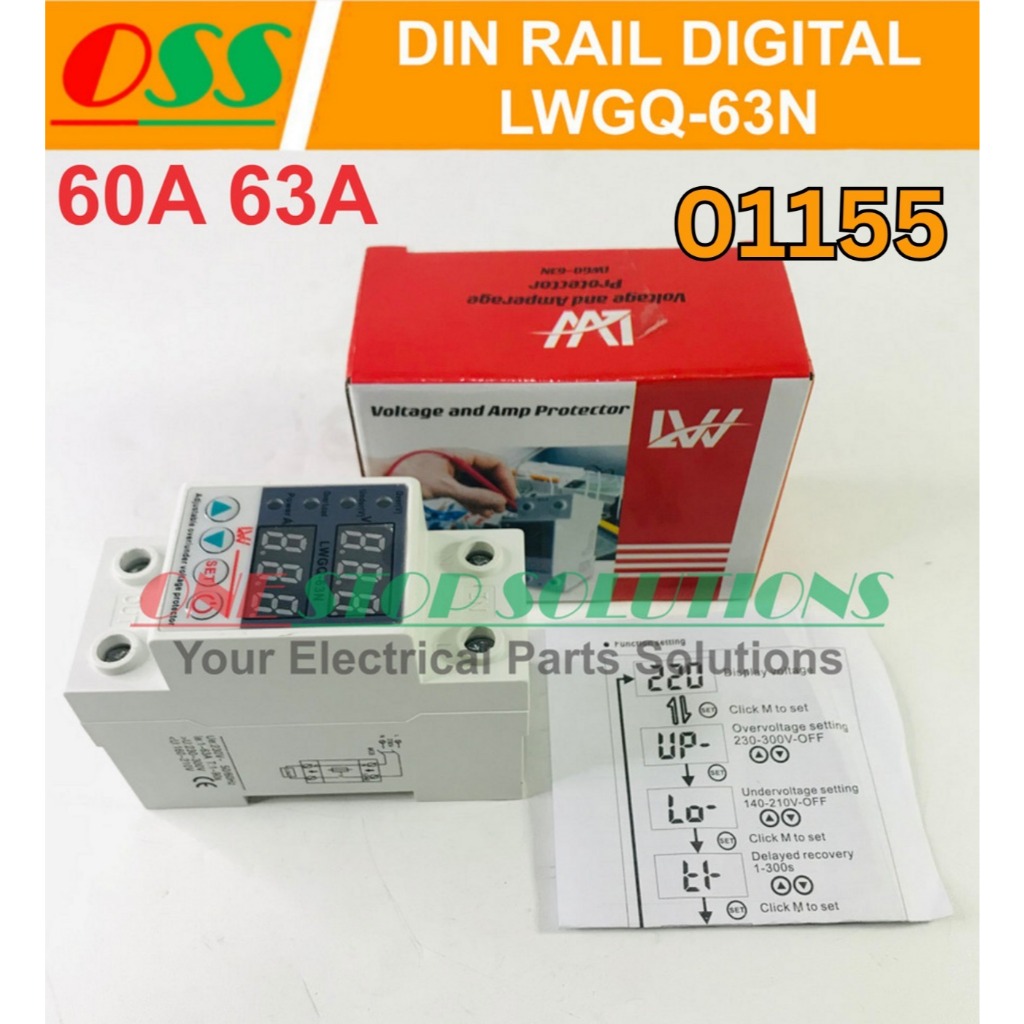 Over Voltage Under Voltage Over Current Protection 40A 63A LWGQ-63N