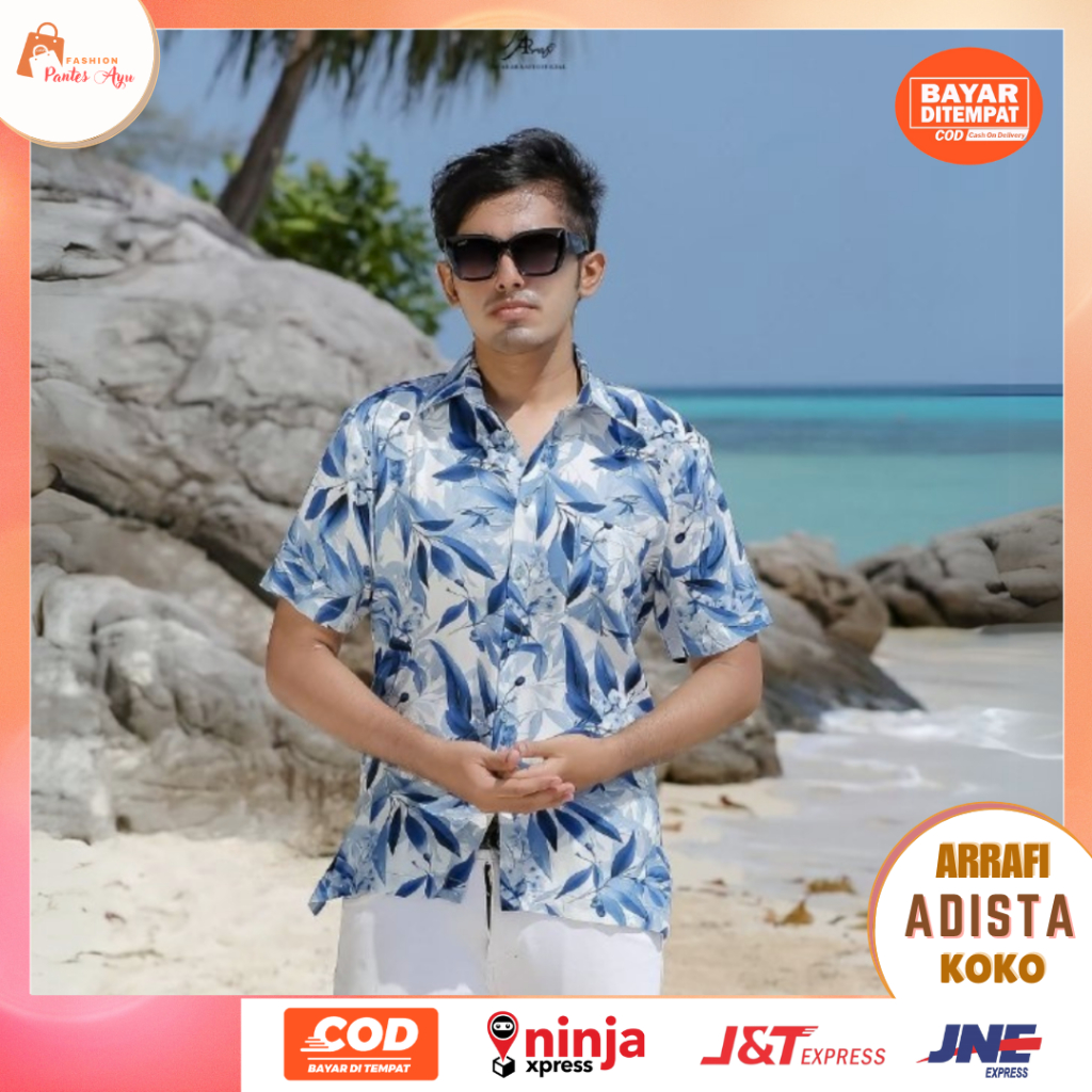 KEMEJA ARRAFI เสื้อเชิ้ตลายร่วมสมัยของผู้ชาย Premium Rayon Short Sleeve Casual | เสื้อเชิ้ตพิมพ์ลายฮ