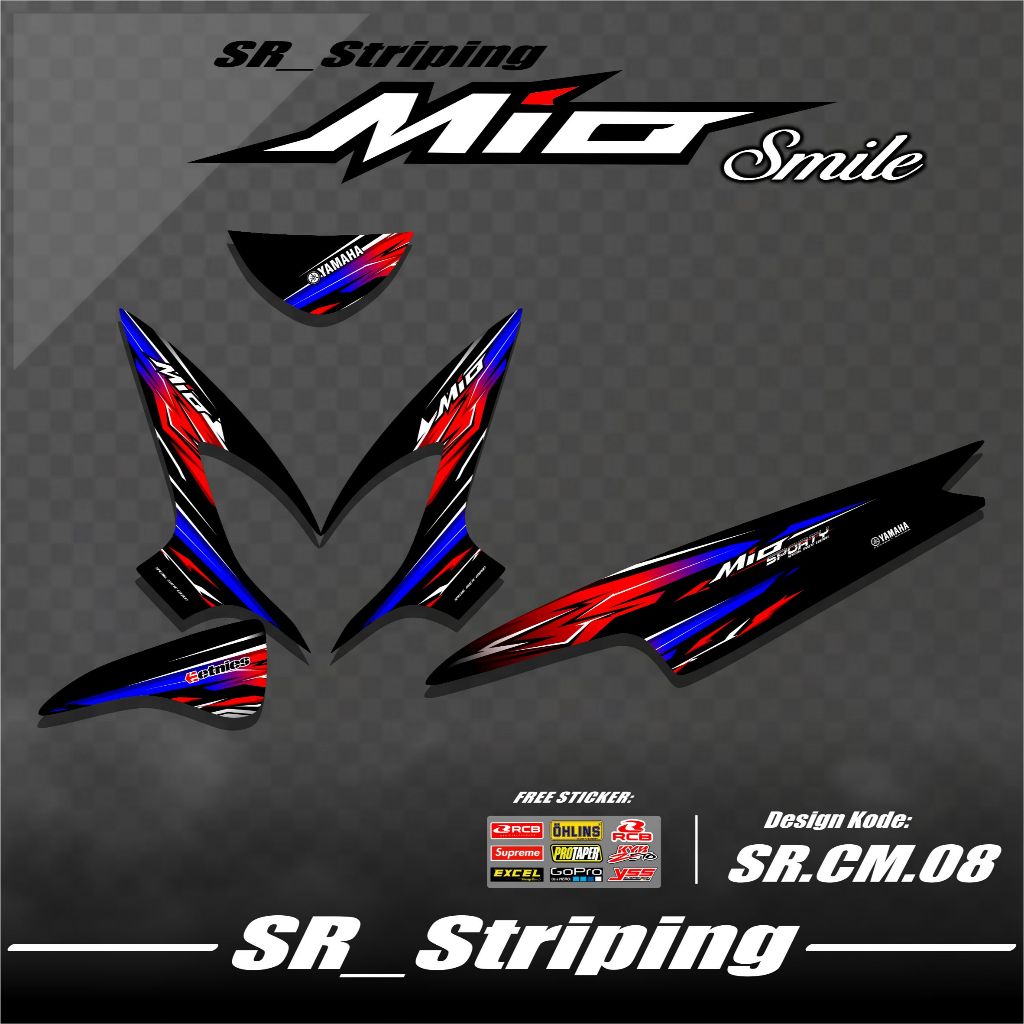 Mio Smile Striping Sticker Variation / Mio Smile Sticker / Mio Smile Variation - Bonus COOL Sponsor 