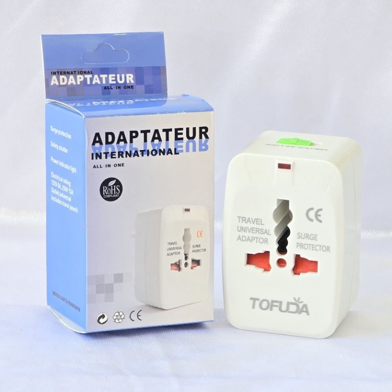 Tofuda International Adapter Travel Adapter Universal World International All-In-One Asia Europe Aus