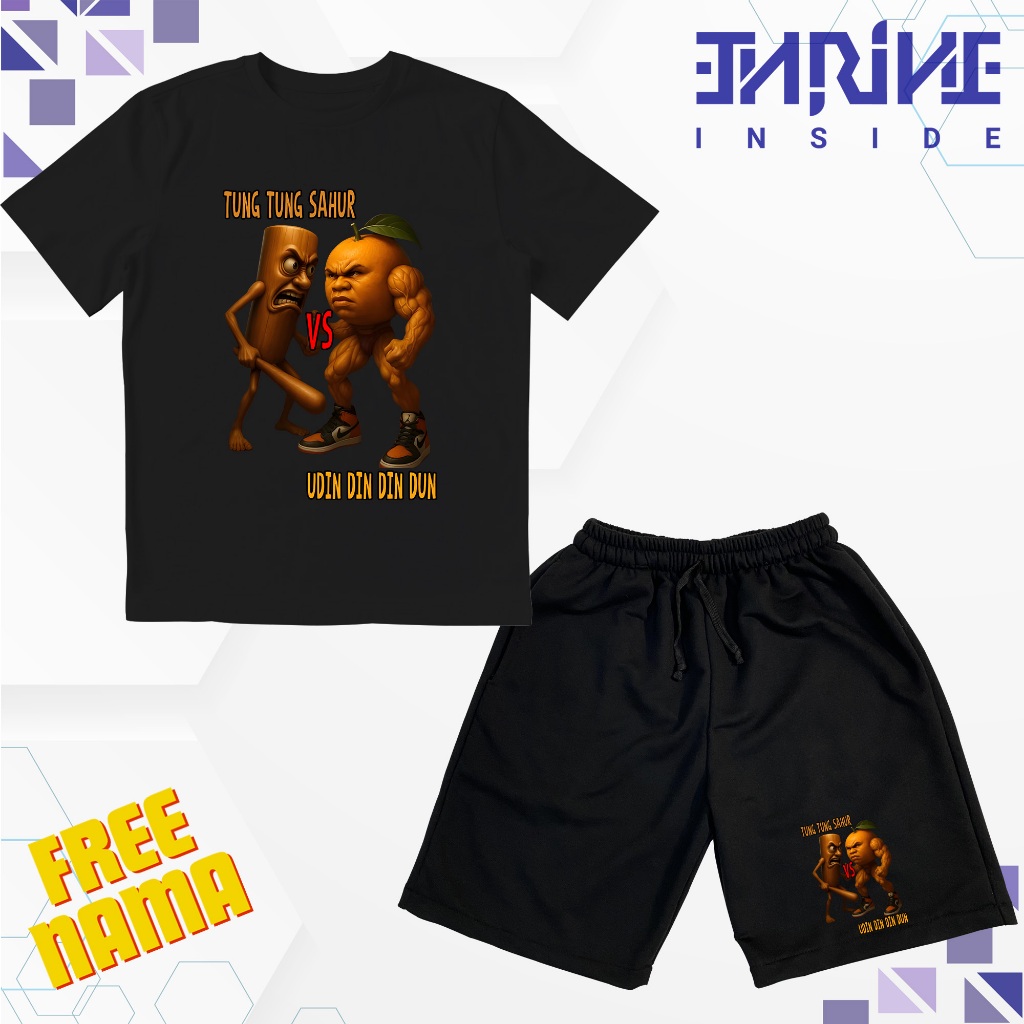 ฟรีกางเกงขาสั้นเด็ก NAME เสื้อยืด Anomali TUNG TUNG SAHUR VS UDIN DIN DIN DIN DUN / เสื้อผ้าเด็ก TUN