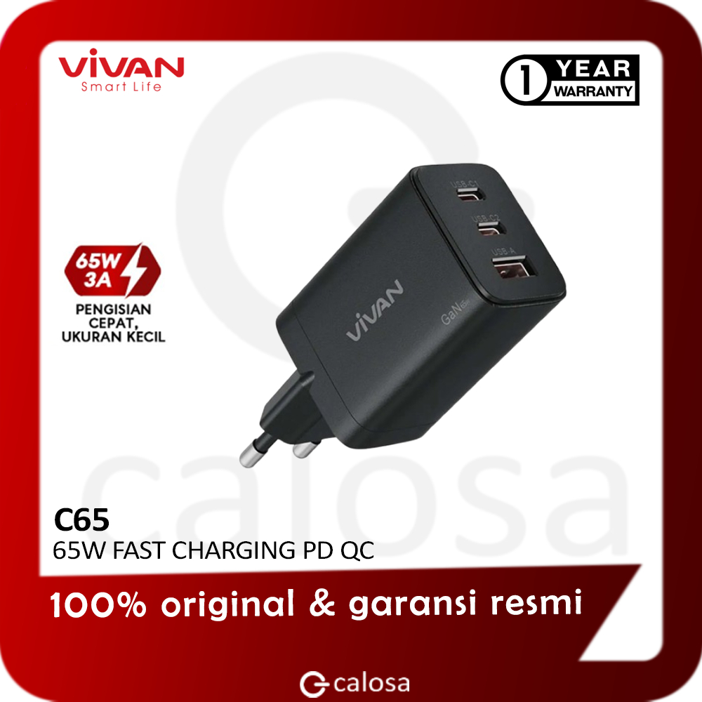 VIVAN CHARGER POWER C65 GaN 65W FAST CHARGING PD QC 4.0