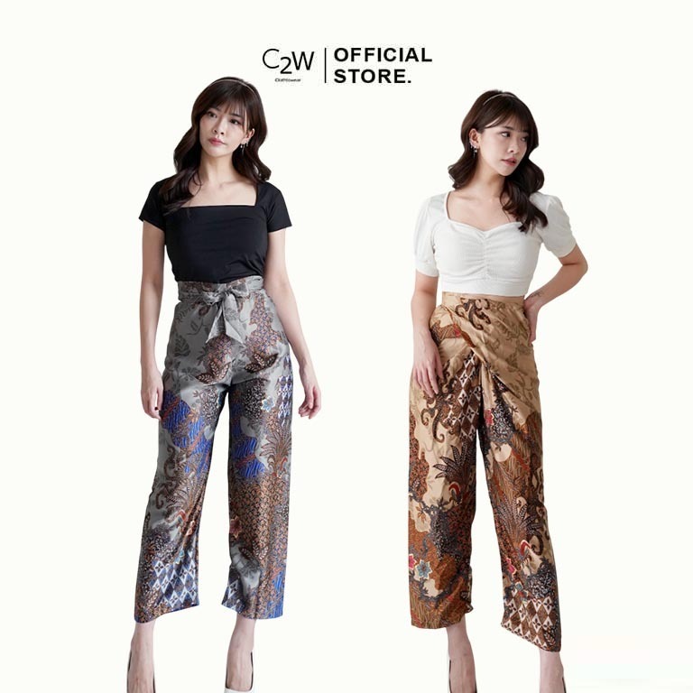 C2W Clothtowear Womens Batik Wrap Pants All Size Satin Womens Pants 661-ALT