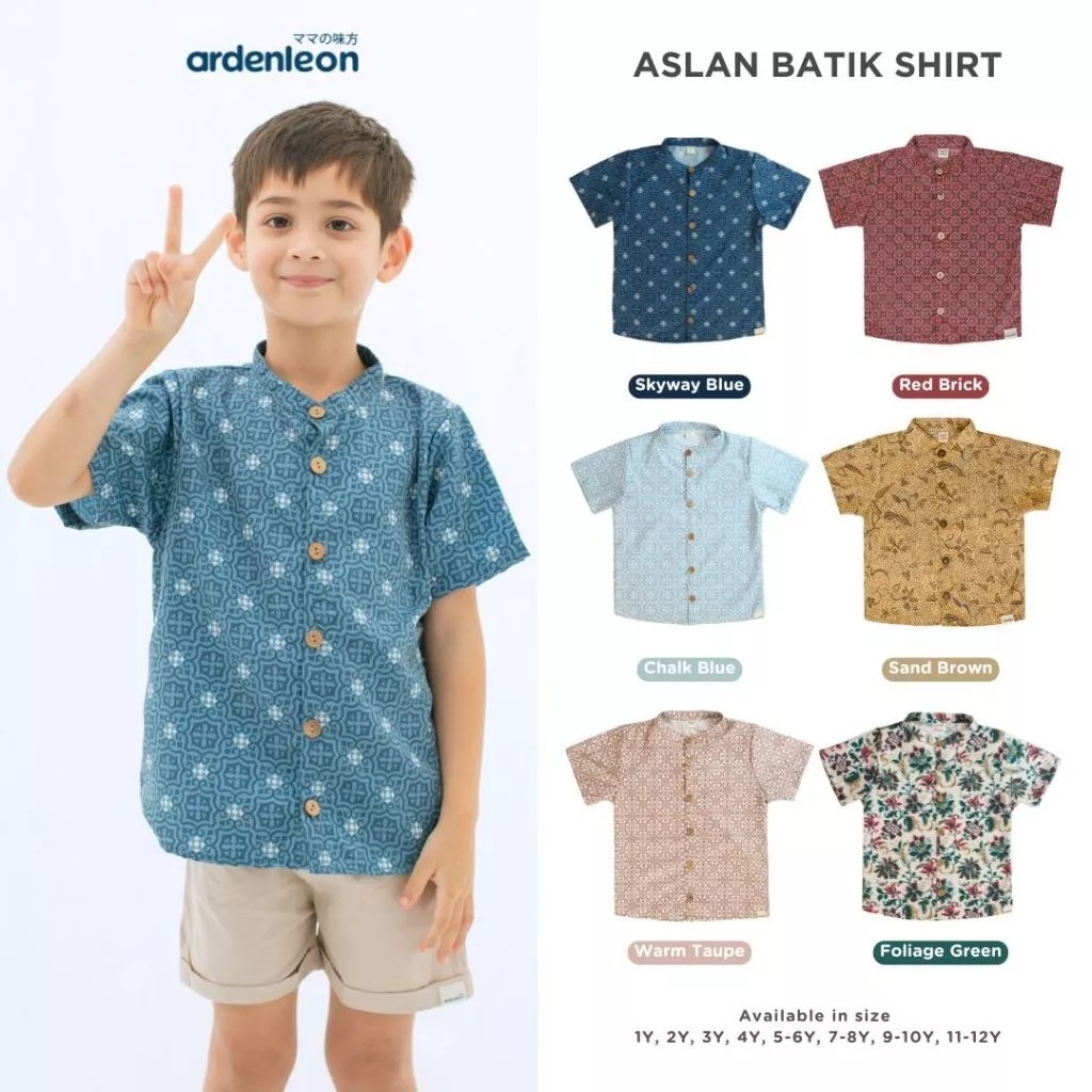 KEMEJA ARDENLEON Aslan Batik Shirt สําหรับเด็กผู้ชาย