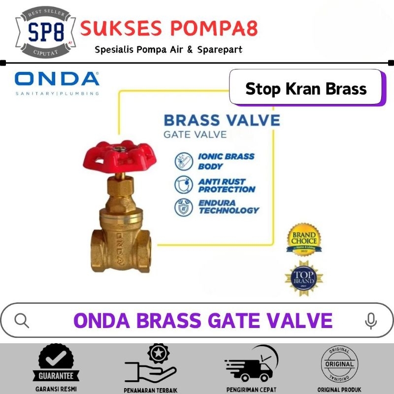 ONDA Stop Valve / Gate Valve FH Brass / Stop Valve Swivel ONDA - Gate Valve 1/2"