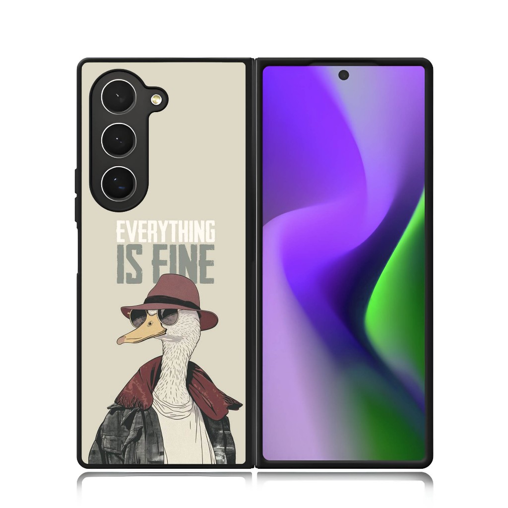 เคสโทรศัพท์ Z Fold 7 6 5 4 3 เคสแข็งพลาสติกทนทาน Samsung Casing DUCK Everything is Fine