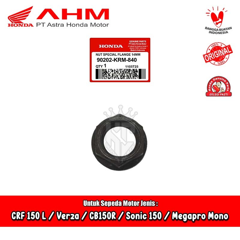Original AMM 90202-KRM-840 Honda Megapro Mono Verza CRF CB150R GTR Sonic 150 Kitchen Clutch Nut