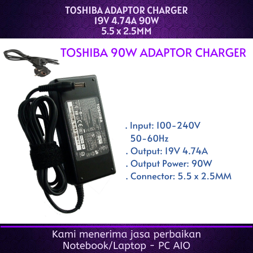 Toshiba 19v 4.74a Satellite Portege A200 A300 A350 C600 C640 C850 C850D M200 M300 M600 M800 M840 L10