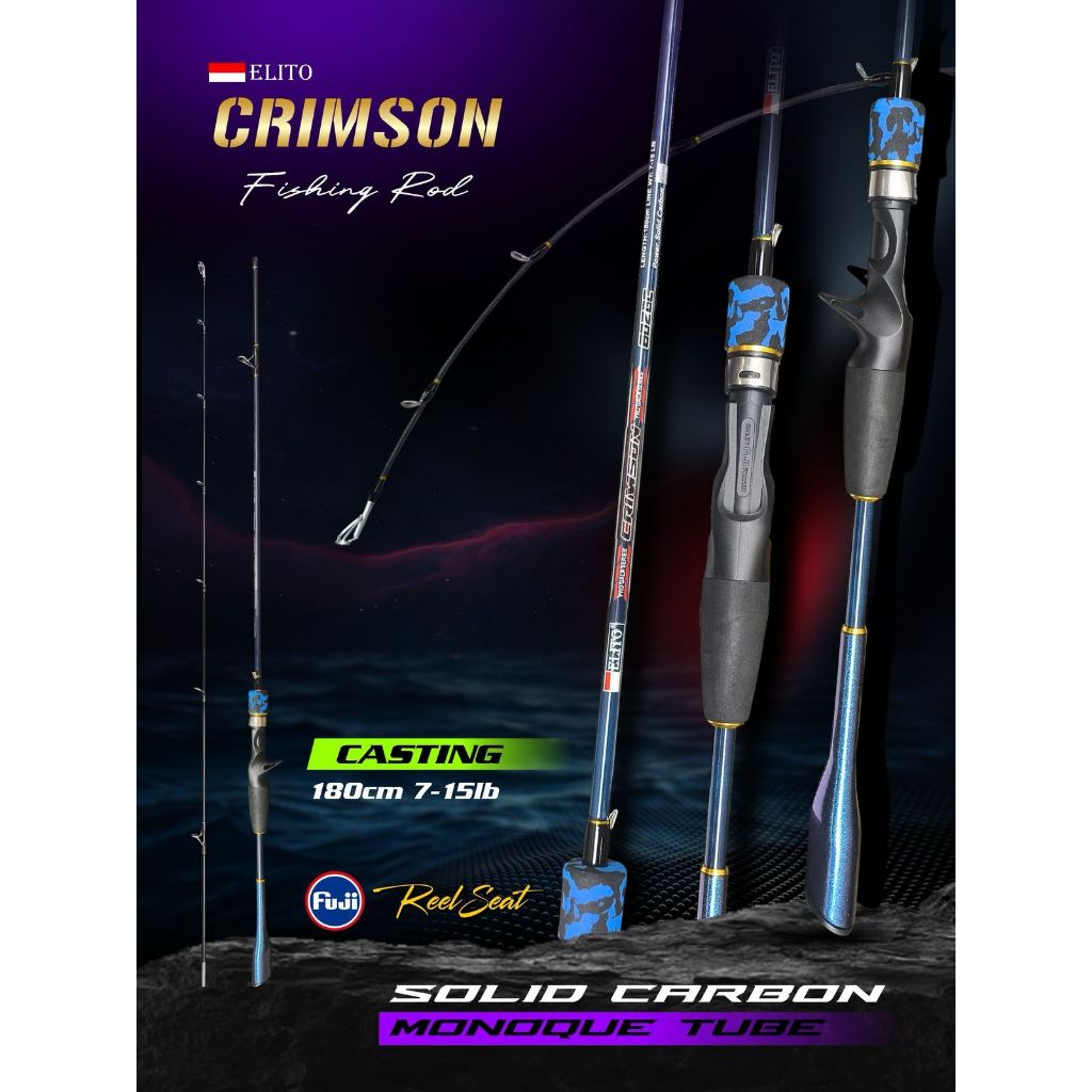 Elitero Crimson Fuji Reel Seat Solid Carbon Spinning Type Fishing Rod