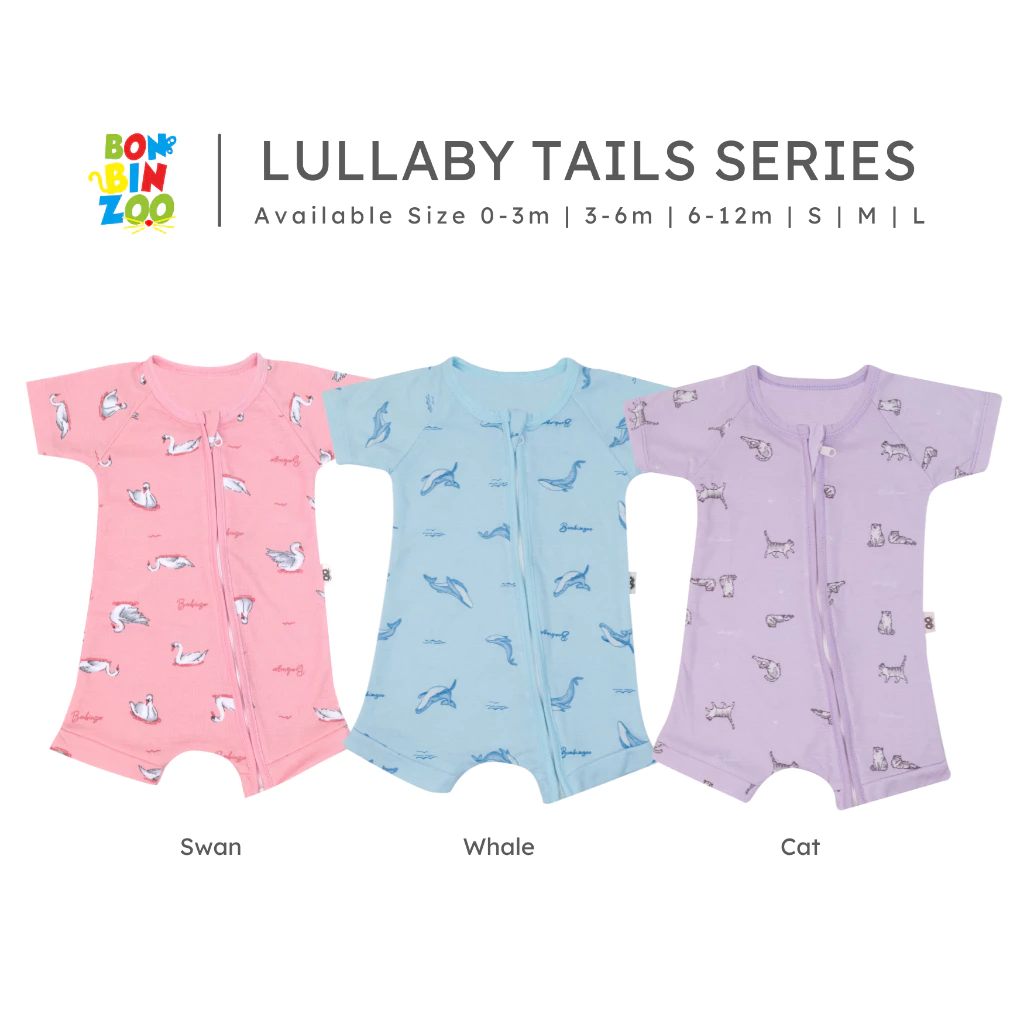 BonBinZoo LULLABY TAILS Series - ชุดรอมเปอร์ซิปเด็ก 0-3/3-6/6-12 เดือน SNI