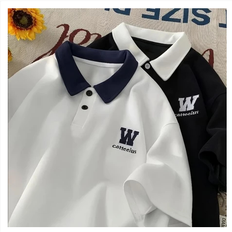 ขนาดใหญ่ POLO T-SHIRTS (M - 6XL) โลโก้ Jumbo W เสื้อโปโลเรียบง่าย Unisex ML XL XXL 3XL 4XL 5XL 6L เก