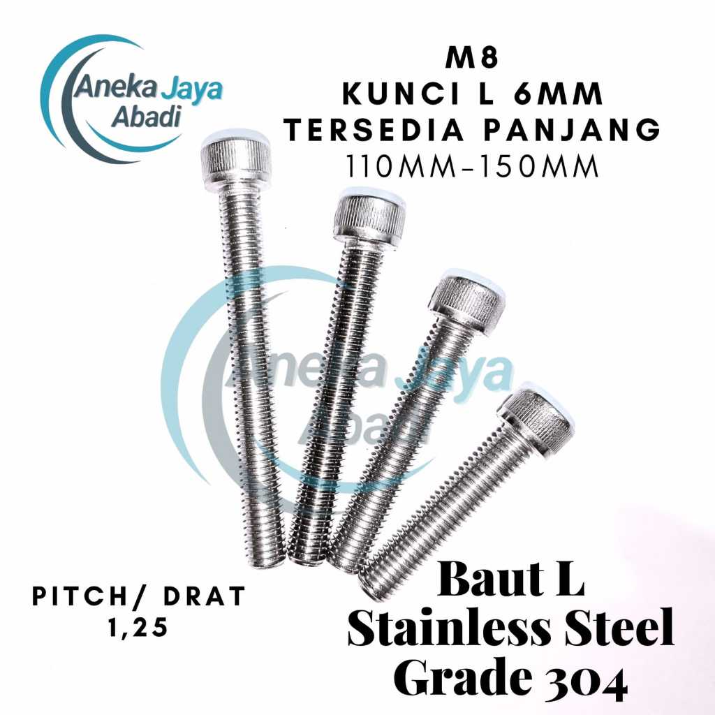 Bolt L M8 SS304 ยาว 110 มม. - 150 มม. Bolt L M8x110 มม. - M8x150 สแตนเลส 304
