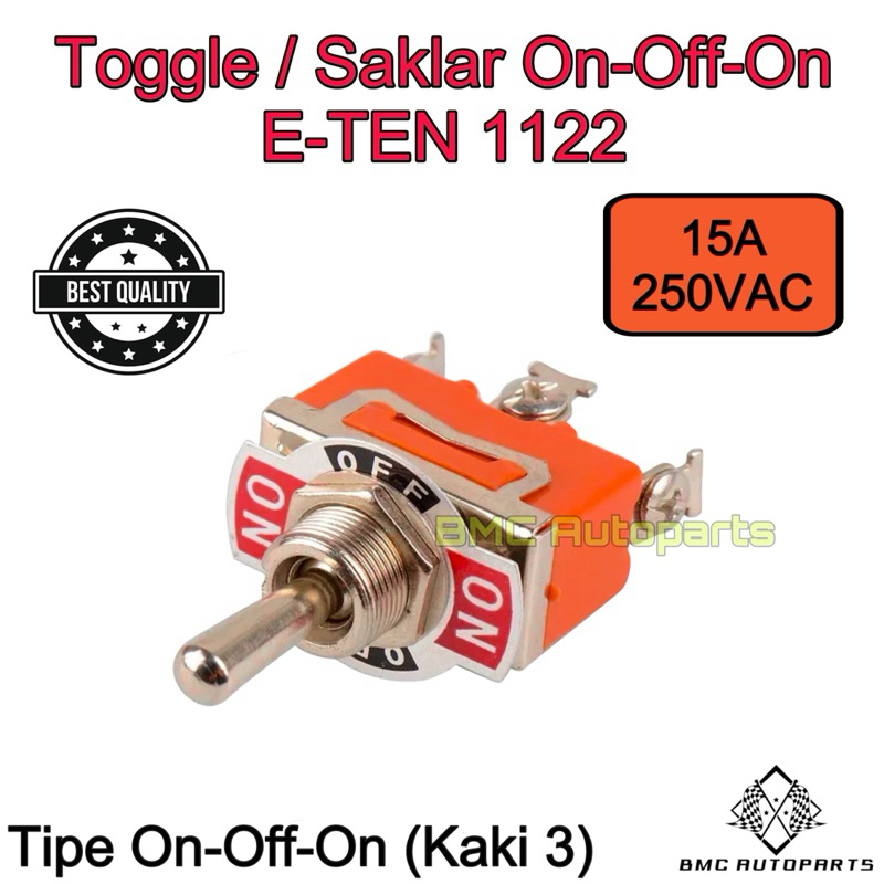 Toggle / Switch / On Off On Switch 3 ขา Car & Motorcycle E-Ten 1122 - Togel On-Off-On 3 Pin E-1122