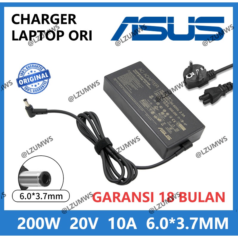อะแดปเตอร์ชาร์จของแท้ ASUS 20V 10A 6037 200W 6.0*3.7MM TUF A17 FA706QM FA506QR ROG Zephyrus G15