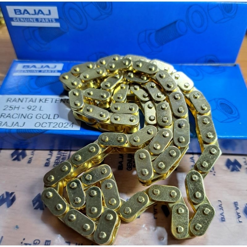MATA Racing Gold Pulsar Xcd125 Timing Chain Pulsar 125Xcd Kamprat Chain (92 Eyes) Racing Chain