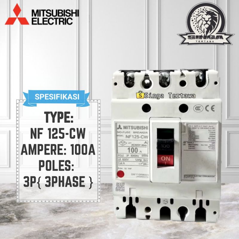 เบรกเกอร์ MCCB MITSUBISHI NF125-CW 3P 100A