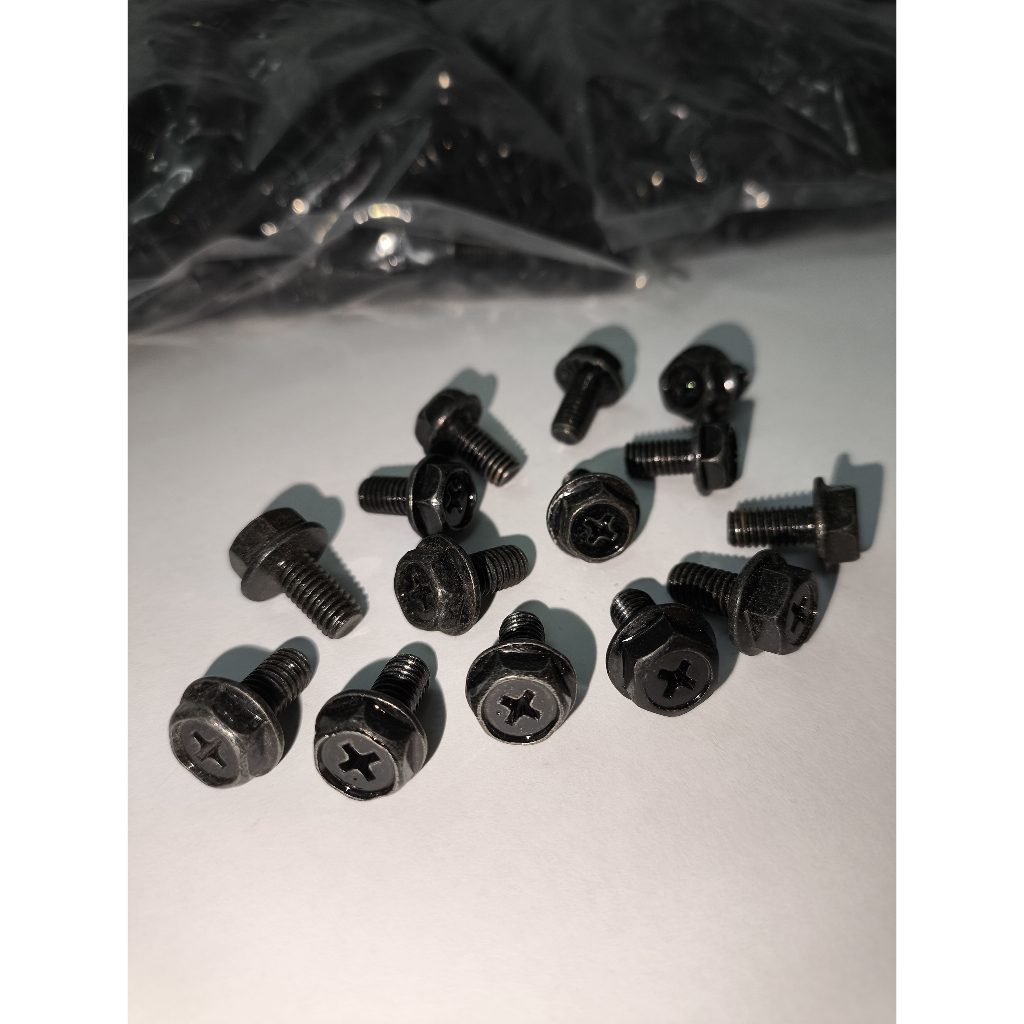 Cross Hexagon Flensa Bolt (สีดํา) M6x12 / M6x16 / M6x18 / M6x20 / M6x25 / M6x30