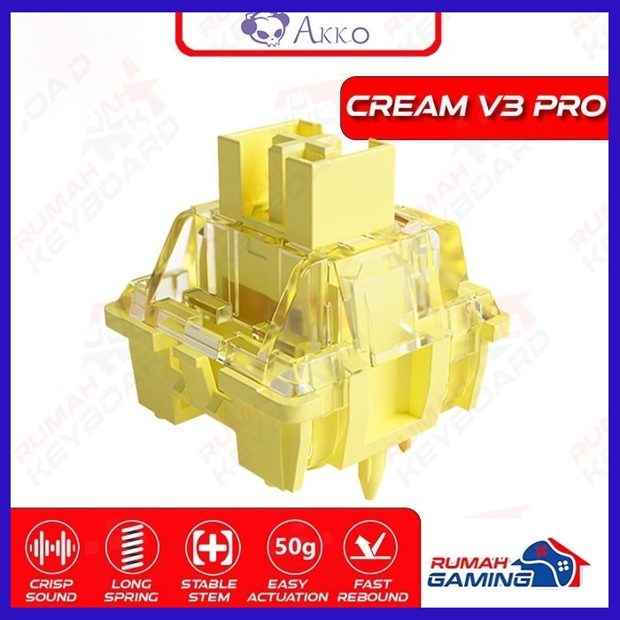 AKKO - Switch - Cream Yellow - V3 - Pro - 5 Pin - 50g - Pcb Mount - Linear