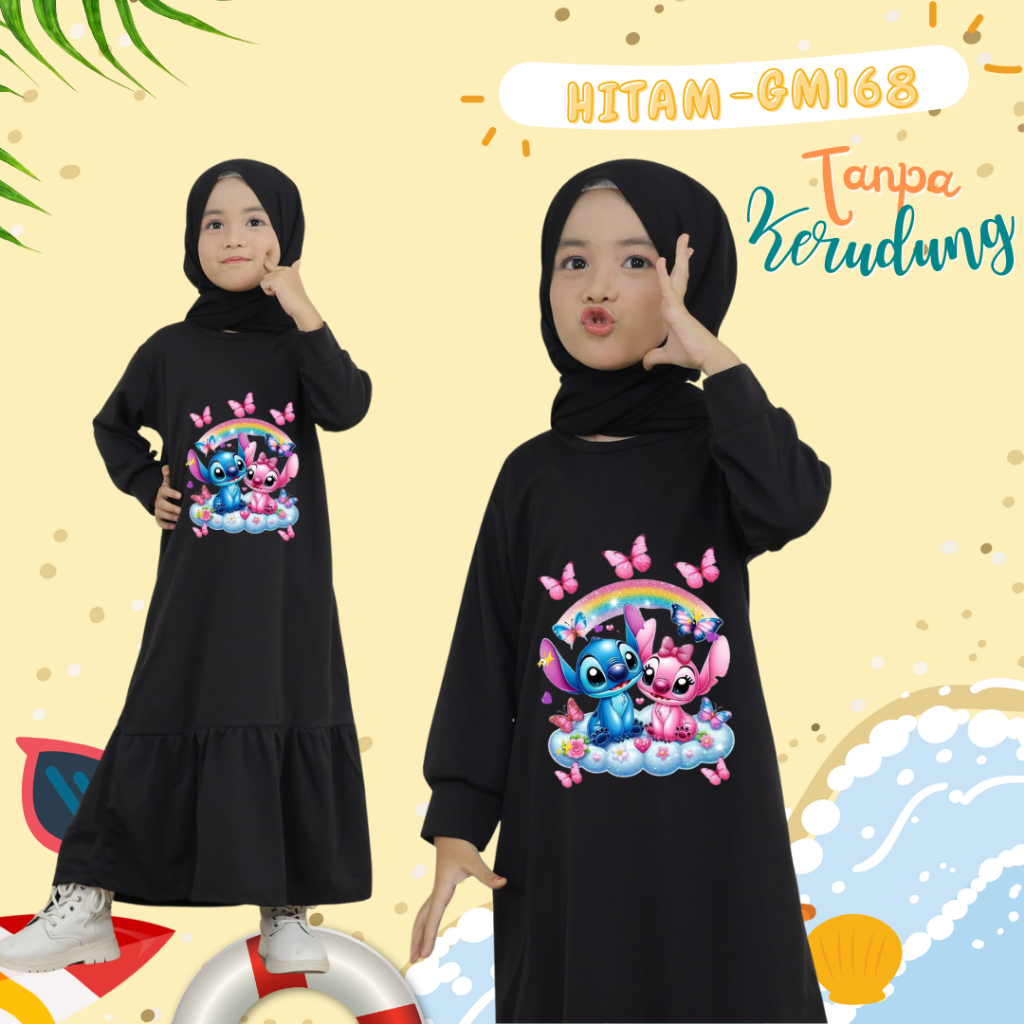 GM168 - Kyodaikids Lilo Stitchh Monster Blue Character Dress for Girls อายุ 1-12 ปี