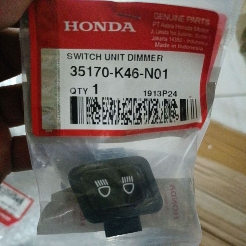 TOMBOL 35170 K46 N01 สวิทช์ไฟปุ่ม DIMM ยาว DEKET VARIO 110 FI ESP 2014 - 2017 เดิม