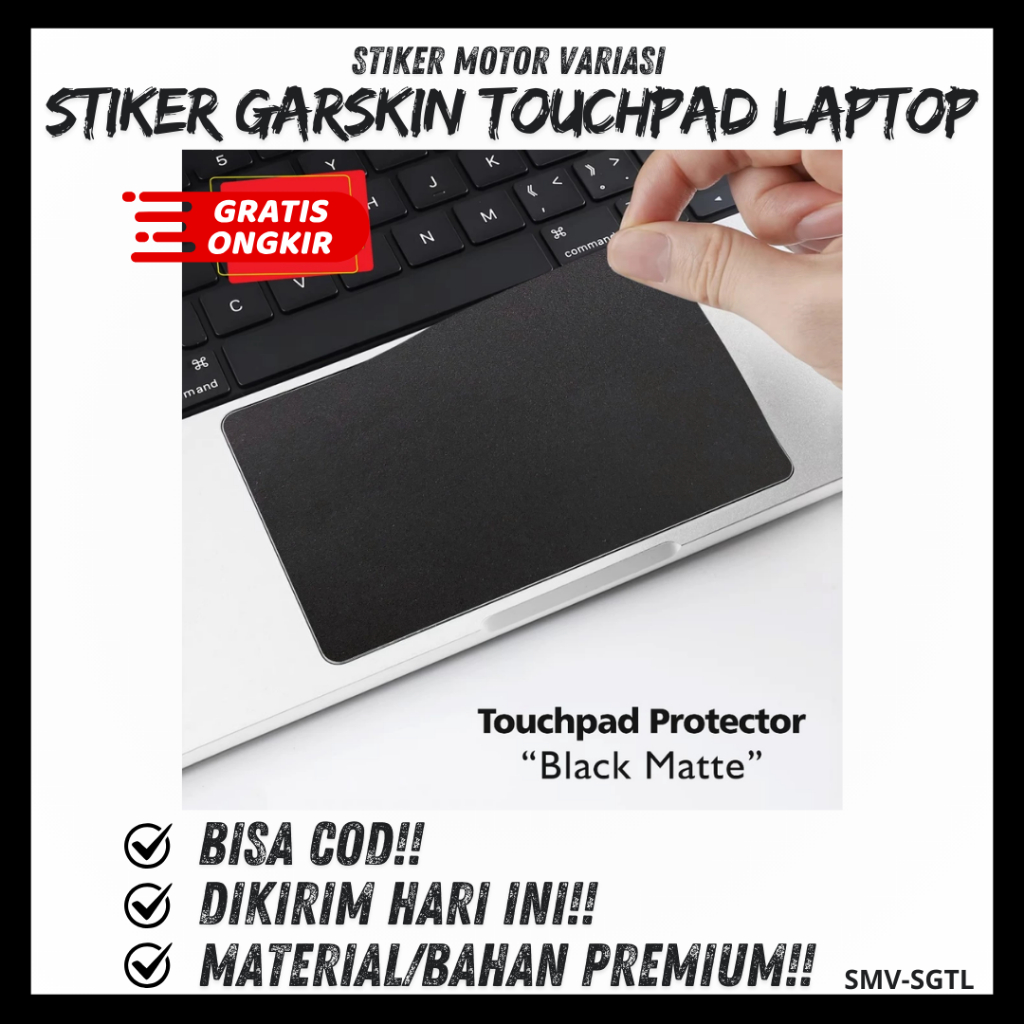 Ready-to-stick Touchpad Cutting Protector Garskin Trackpad แล็ปท็อป MacBook Black Matte Doff Plain Black